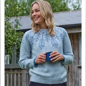 WoolOvers Wool Cotton Thistle Sweater Crewneck NEW Sz L Natural Fabric